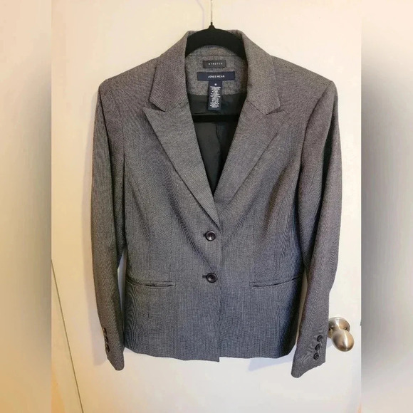Jones Wear Holiday Blazer Stretch Womens Blazer Size 8 Gray Office Professional - Picture 1 of 3